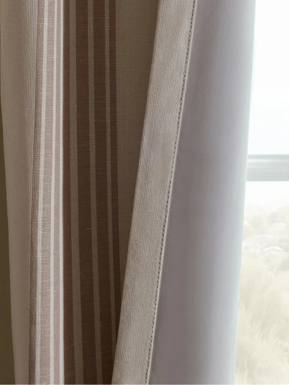 NWT QUINCE Set 2 48x108 Coastal Stripe Linen Cotton True Blackout Curtains 9230